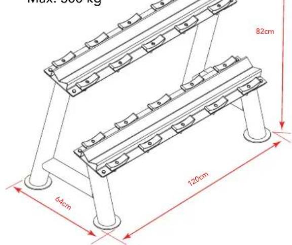 TUNTURI Pro Dumbbell Rack Plates - Peso máximo admisible y dimensiones - 2