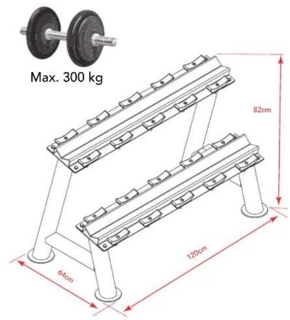 TUNTURI Pro Dumbbell Rack Plates - Charge et dimensions - 1