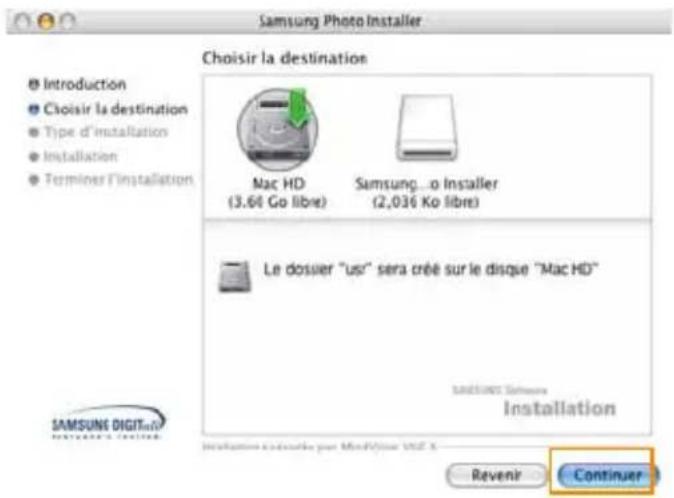 SAMSUNG SPP2040 - Sélectionnez le disque sur lequel vous souhaitez installer le programme puis cliquez sur « Continuer » - 1