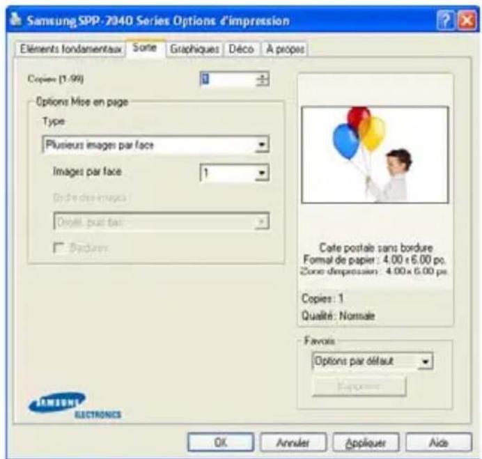SAMSUNG SPP2040 - Onglet Sortie - 1