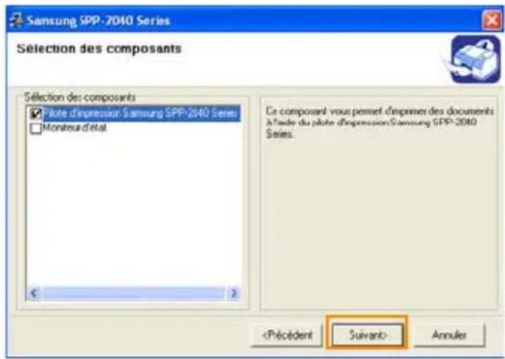 SAMSUNG SPP2040 - Sélectionnez les composants que vous souhaitez supprimer, puis cliquez sur « Suivant » - 1