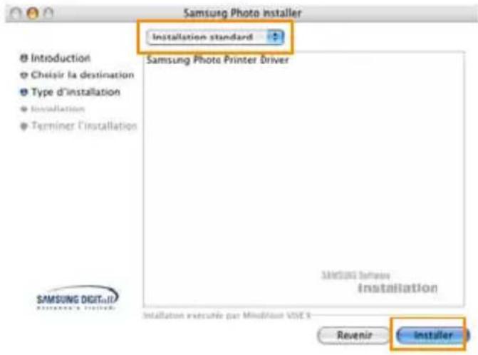 SAMSUNG SPP2040 - Décisionnez « Installation standard » puis cliquez sur « Installer » - 1