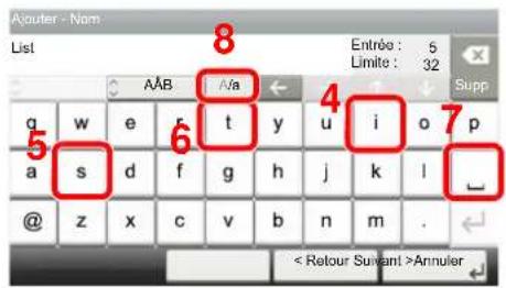 KYOCERA TASKalfa 350ci - Entrer "List" (espace). - 3