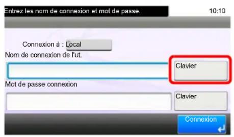 KYOCERA TASKalfa 350ci - Saisir le nom d'utilisateur et le mot de passe pour la connexion. - 1
