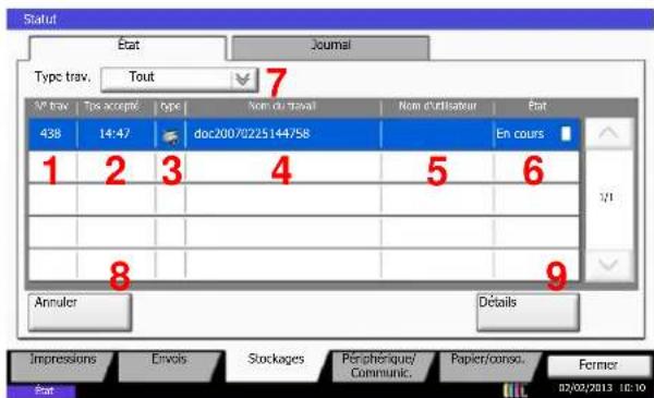KYOCERA TASKalfa 356ci - Écran État Stockages - 1