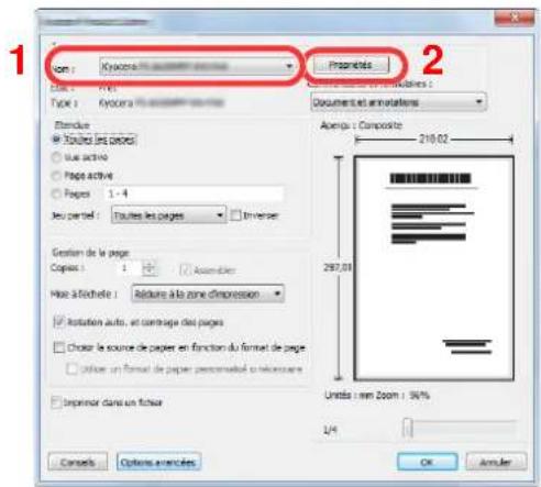KYOCERA TASKalfa 356ci - Sélectionner le format de papier et le type d'un papier au format non standard. - 1
