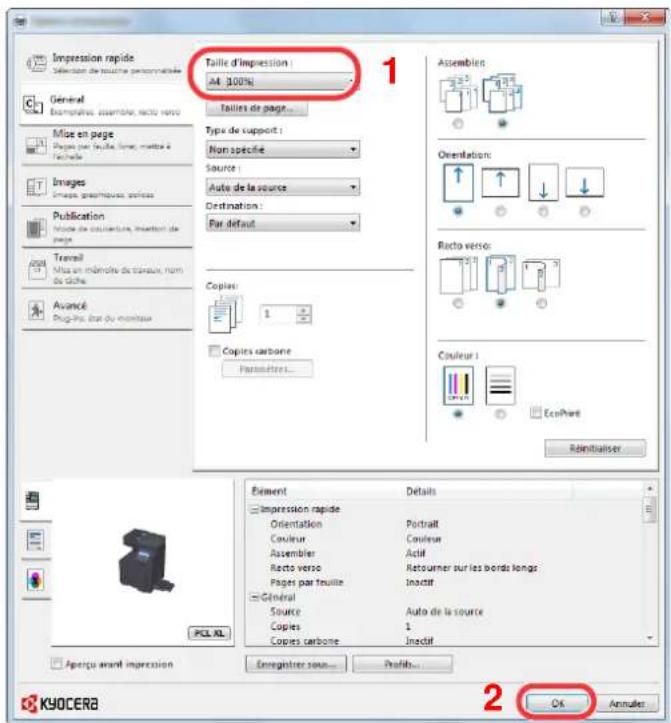 KYOCERA TASKalfa 356ci - Configurer le format de papier d'impression. - 1