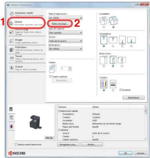 KYOCERA TASKalfa 356ci - Enregistrer le format de papier. - 1