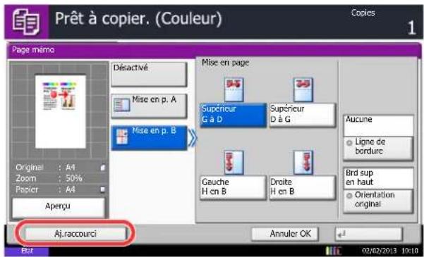 KYOCERA TASKalfa 356ci - Ajout de raccourcis - 1