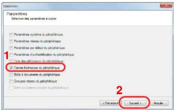 KYOCERA TASKalfa 356ci - Inscription des données du carnet d'adresses sur la machine - 2