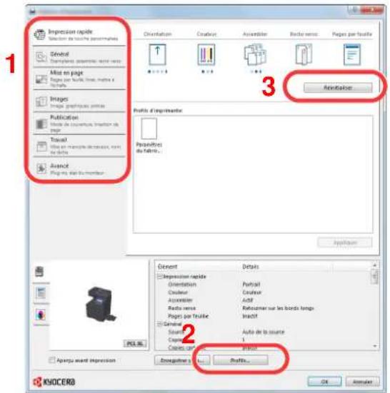 KYOCERA TASKalfa 356ci - Écran des paramètres d'impression du pilote d'imprimante - 1