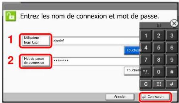 KYOCERA TASKalfa 8353ci - Saisir le nom d'utilisateur et le mot de passe pour la connexion. - 1