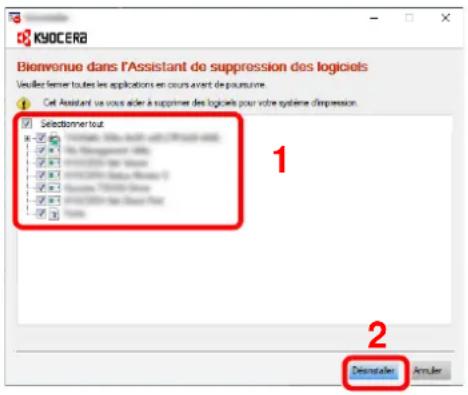 KYOCERA TASKalfa 8353ci - Désinstaller le logiciel. - 1