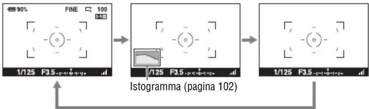 SONY Alpha DSLRA350H - Per commutare la visualizzazione delle informazioni di registrazione - 2
