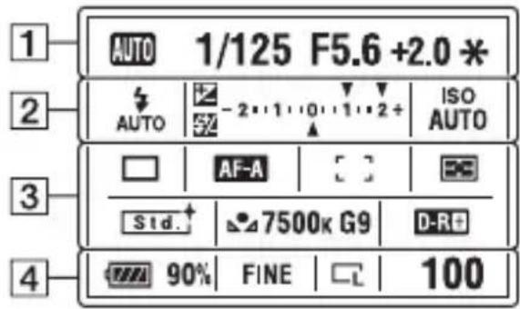 SONY Alpha DSLRA350H - Écran LCD (Affichage des informations d'enregistrement) - 1