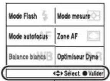 SONY Alpha DSLRA350H - En suivant le guide des opérations, sélection [Balance blancs] avec ▲/▼/▲/▶ sur le pavé de commande, puis appuyez sur le centre ● pour valider. - 1