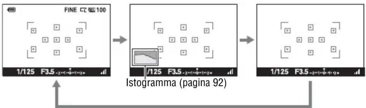 SONY Alpha DSLRA380H - Per commutare la visualizzazione delle informazioni di registrazione - 2