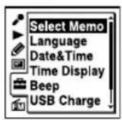SONY ICDUX522F - Selection de la mémoire à l'aide du menu - 1