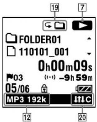 SONY ICDUX522F - Affichage lors de la lecture - 1