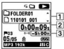 SONY ICDUX522F - Affichage lors de la lecture d'un fichier - 1