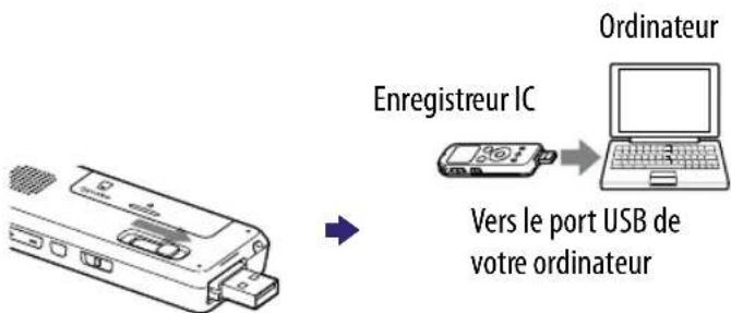 SONY ICDUX522F - Raccordez l'enregistreur IC à votre ordinateur. - 1
