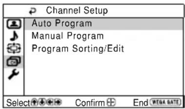 SONY Trinitron KVDZ29M81 - ■ Réglage «Channel Setup» - 2