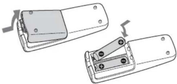 SONY MHCRG551S - Inserción de dos pilas R6 (tamaño AA) en el mando a distancia - 1