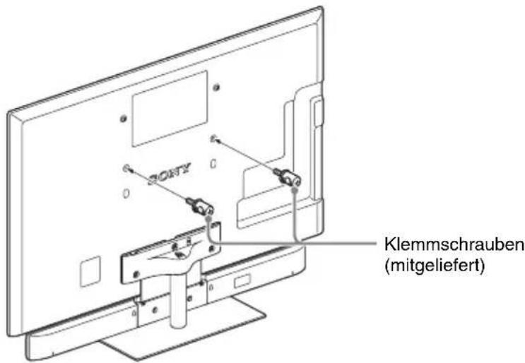 SONY WSCT550B46 - Befestigen Sie die Klemmschrauben (mitgeliefert) an der Rückseite des Fernsehgeräts. - 1