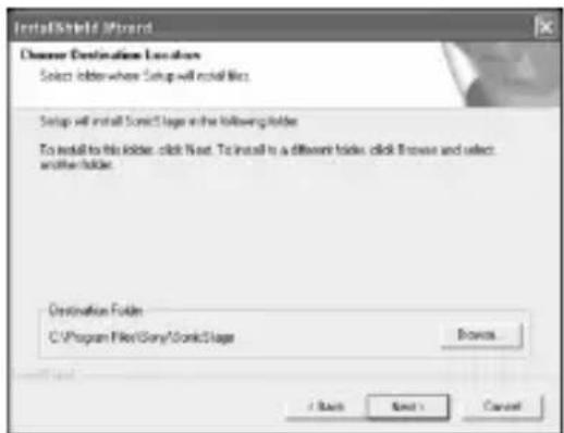 SONY MSACUS30 - Sélectionnez le dossier dans lequel vous souhaitez installer « sonicstage - 1