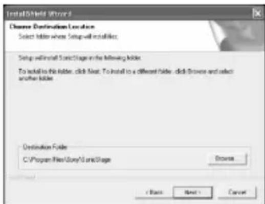 SONY MSACUS30 - Vælg den mapper, hvor du vil installere "SonicStage". - 1
