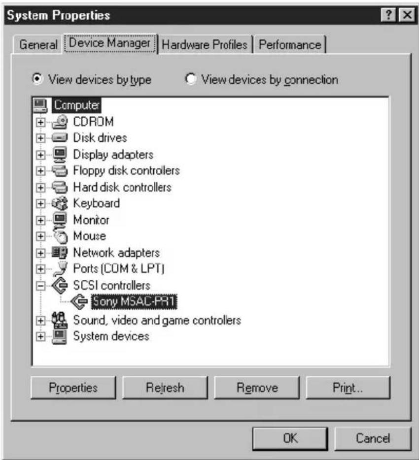 SONY MSACPR1 - BAdding MSAC-PR1 device driver parameters (for Windows 95/98 only) - 1