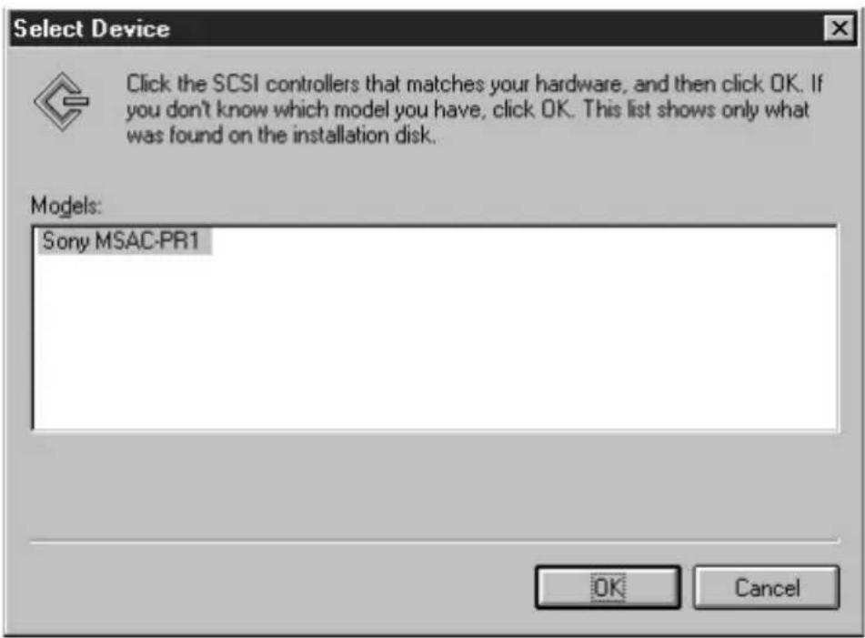SONY MSACPR1 - Device Selection (Windows NT 4.0 only) - 1