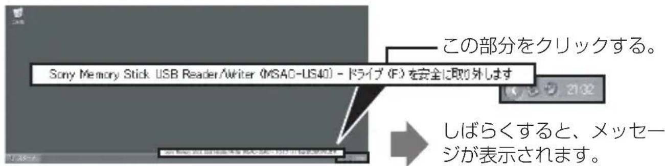 SONY MSACUS40 - 2「Sony Memory Stick USB Reader/Writer（MSAC-US40）一ド现代农业》を安全に取り外しります」をクリックする。 - 1