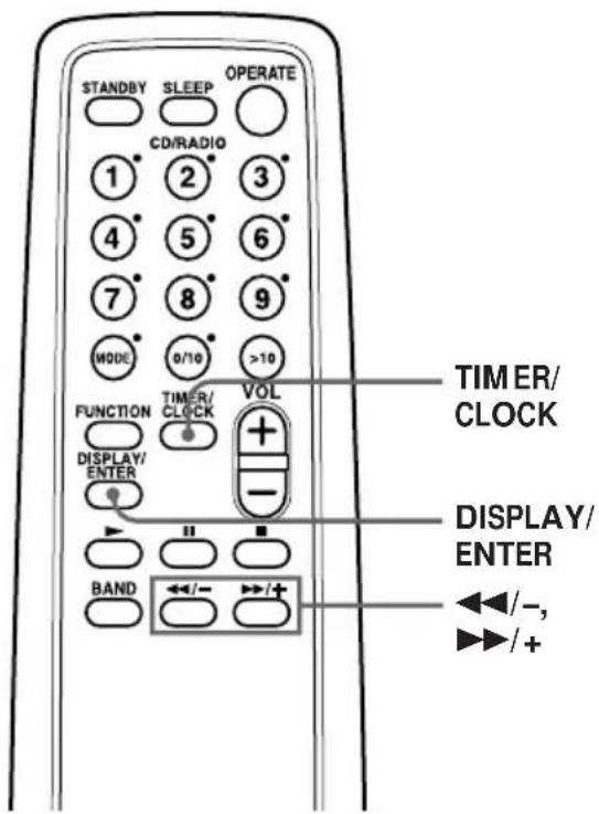STANDBY SLEEP OPERATE CD/RADIO 1 2 3 4 5 6 7 8 9 MODE 0/10 >10 FUNCTION TIMER/CLOCK VOL DISPLAY/ ENTER BAND ←/− →/+