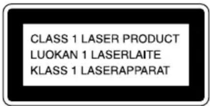 CLASS 1 LASER PRODUCT LUOKAN 1 LASERLAITE KLASS 1 LASERAPPARAT