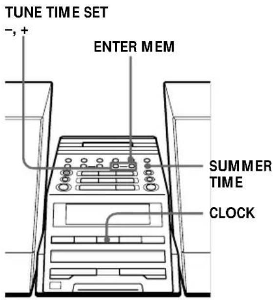 TUNE TIME SET -, + ENTER MEM SUMMER TIME CLOCK