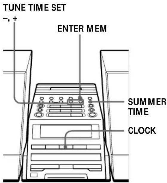 TUNE TIME SET -, + ENTER MEM SUMMER TIME CLOCK