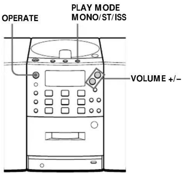 OPERATE PLAY MODE MONO/ST/ISS VOLUME +/-