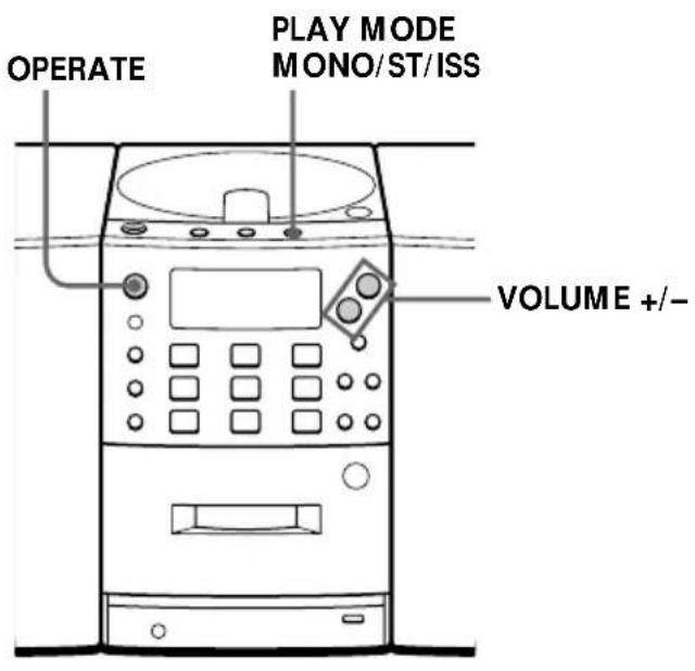 OPERATE PLAY MODE MONO/ST/ISS VOLUME +/-