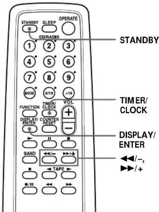 STANDBY SLEEP OPERATE CD/RADIO 1 2 3 4 5 6 7 8 9 MODE 0/10 >10 FUNCTION TIMER/ CLOCK VOL DISPLAY/ ENTER COUNTER RESET BAND ←/− →/+ /- TAPE STANDBY TIMER/ CLOCK DISPLAY/ ENTER ←/−, →/+