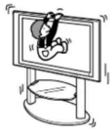 SONY SUPF3L - Do not lean on or hang from the TV with the TV installed on the Floating Stand. - 1