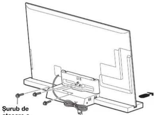 SONY SUB551S - Fixați televizorul și suportul televizorului cu ajutorul celor trei şuruburi de ataşare a secțiunii subțiri a suportului televizorului (PSW5 × 16) (incluse). - 1