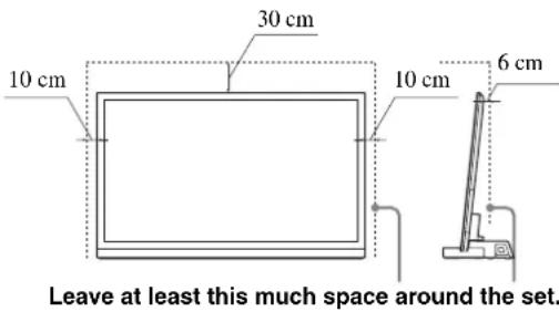 SONY SUB551S - Allow adequate space around the TV set to ensure proper air circulation. - 1