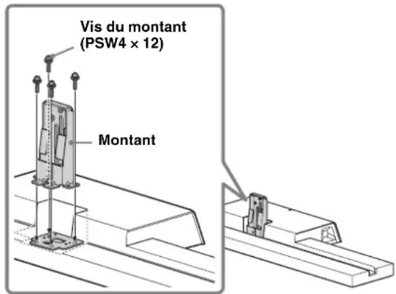 SONY SUB551S - Placez l'entretoise du montant sur le support TV. - 2