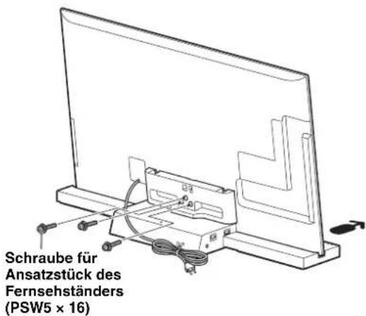 SONY SUB551S - Befestigen Sie das Fernsehgerät mit den drei Schrauben für das Ansatzstück des Fernsehständers (PSW5 × 16) (mitgeliefert) am Fernsehständer. - 1