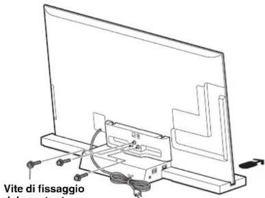 SONY SUB401S - Fissare il televisore e il supporto per televisore con le tre viti di fissaggio del montante del supporto per televisore (PSW5 × 16) (in dotazione). - 1