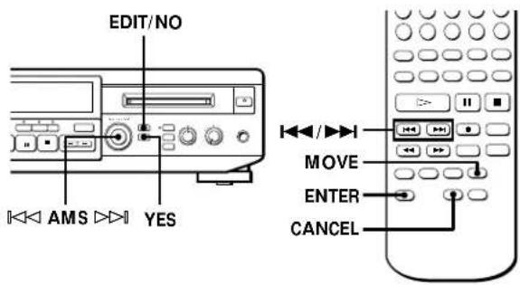 SONY MXDD1 - Déplacement d'une plage enregistrée (fonction de déplacement) - 2