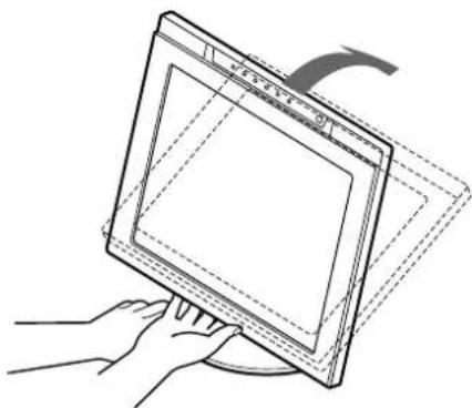 SONY SDMN80 - Halten Sie den Bildschirmständer fest. Fassen Sie den Bildschirm unter in der Mitte, und neigen Sie den LCD-Bildschirm dann welt genug nach hinten. - 1