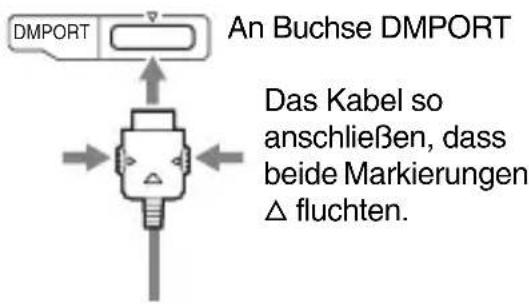 An Buchse DMPORT Das Kabel so anschließen, dass beide Markierungen Δ fluchten.