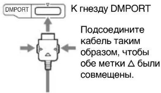 K гнезду DMPORT Подсоедините кабель таким образом, чтобы обе метки Δ были совмещены.